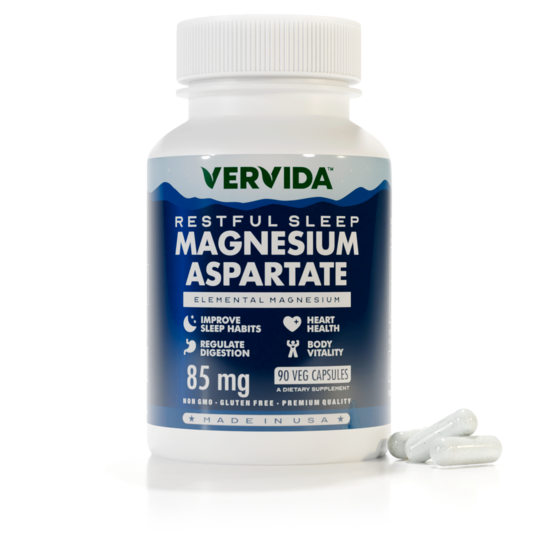 Vervida Magnesium Aspartate - 85 mg - 90 Veg Capsules