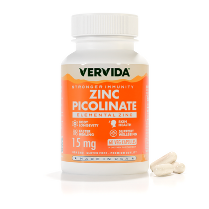 Vervida Zinc Picolinate - 15 mg - 60 Veg Capsules